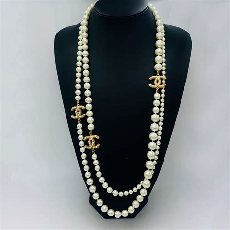 chanel pearl necklace costume jewelry|authentic chanel necklace for sale.